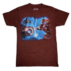 Captain America Civil War Tshirt Mens Sz S Marvel Avengers Iron Man‎ Red Graphic